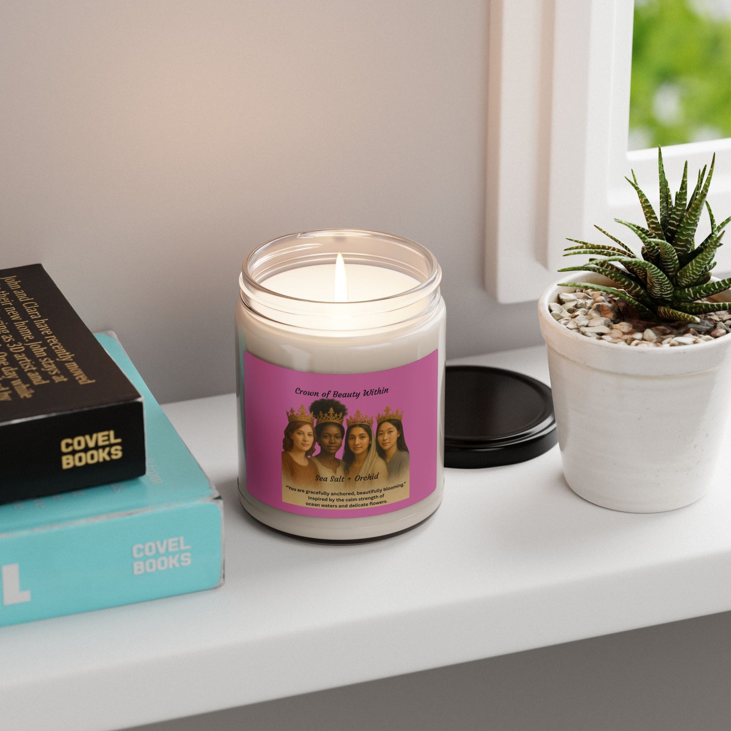 Crowned Light Candle | Sea Salt + Orchid | 100% Natural Soy Wax Blend Candle 9oz