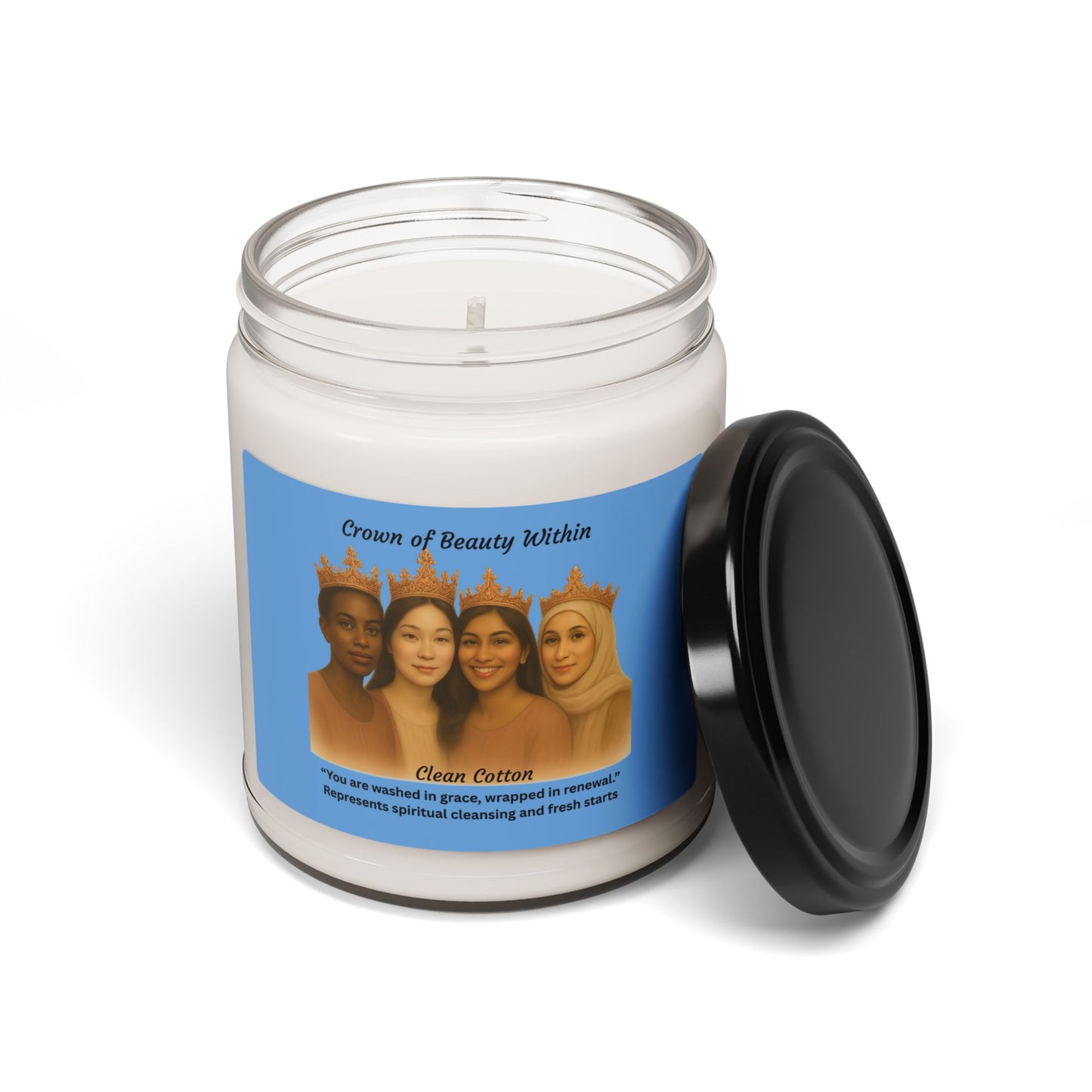 Crowned Light Candle | Clean Cotton | 100% Natural Soy Wax Blend Candle 9oz