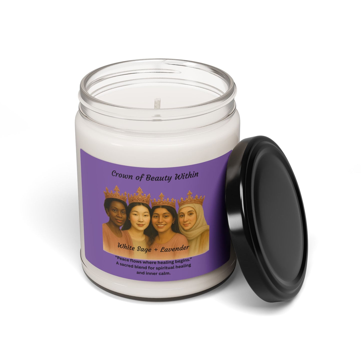 Crowned Light Candle | White Sage + Lavender | 100% Natural Soy Wax Blend Candle 9oz