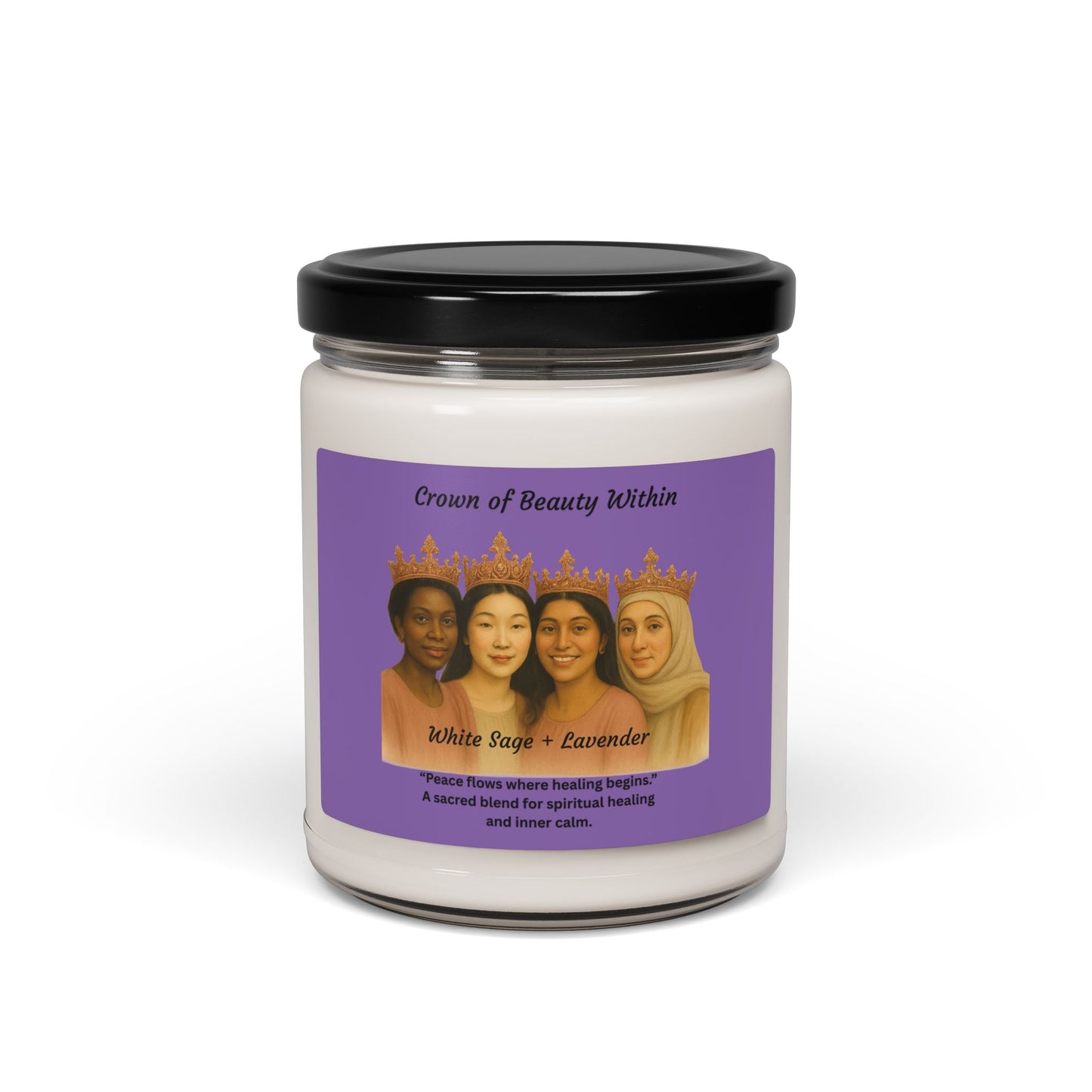 Crowned Light Candle | White Sage + Lavender | 100% Natural Soy Wax Blend Candle 9oz