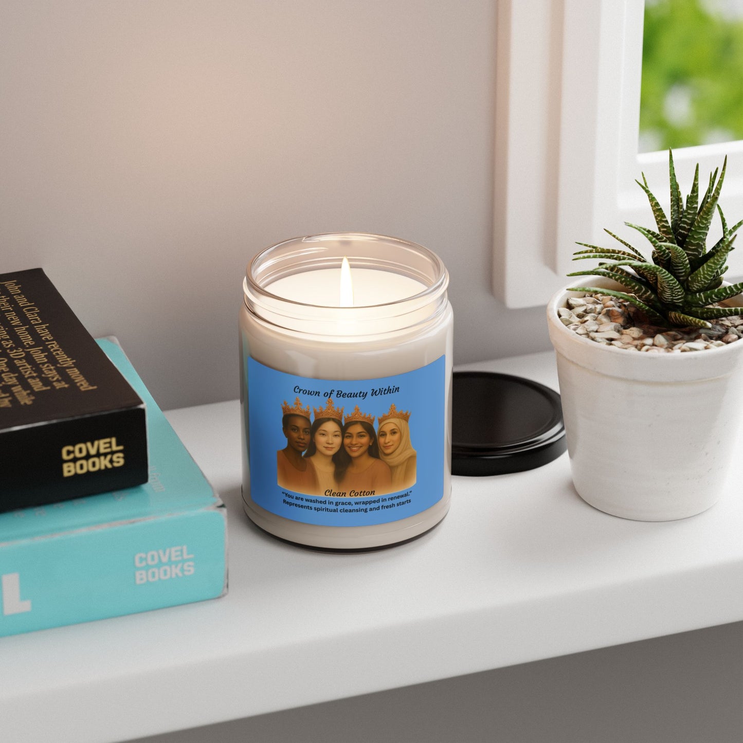 Crowned Light Candle | Clean Cotton | 100% Natural Soy Wax Blend Candle 9oz