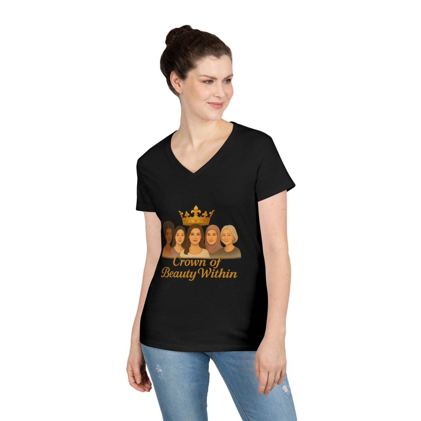 Sisters of Strength | V-Neck T-Shirt for Empowerment & Self-Love