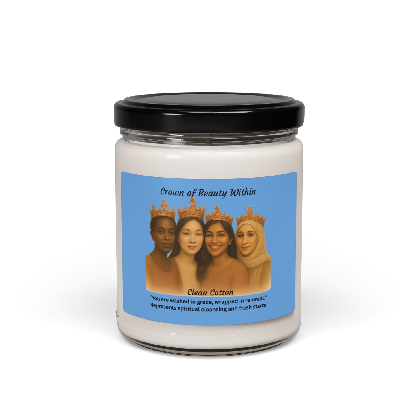 Crowned Light Candle | Clean Cotton | 100% Natural Soy Wax Blend Candle 9oz