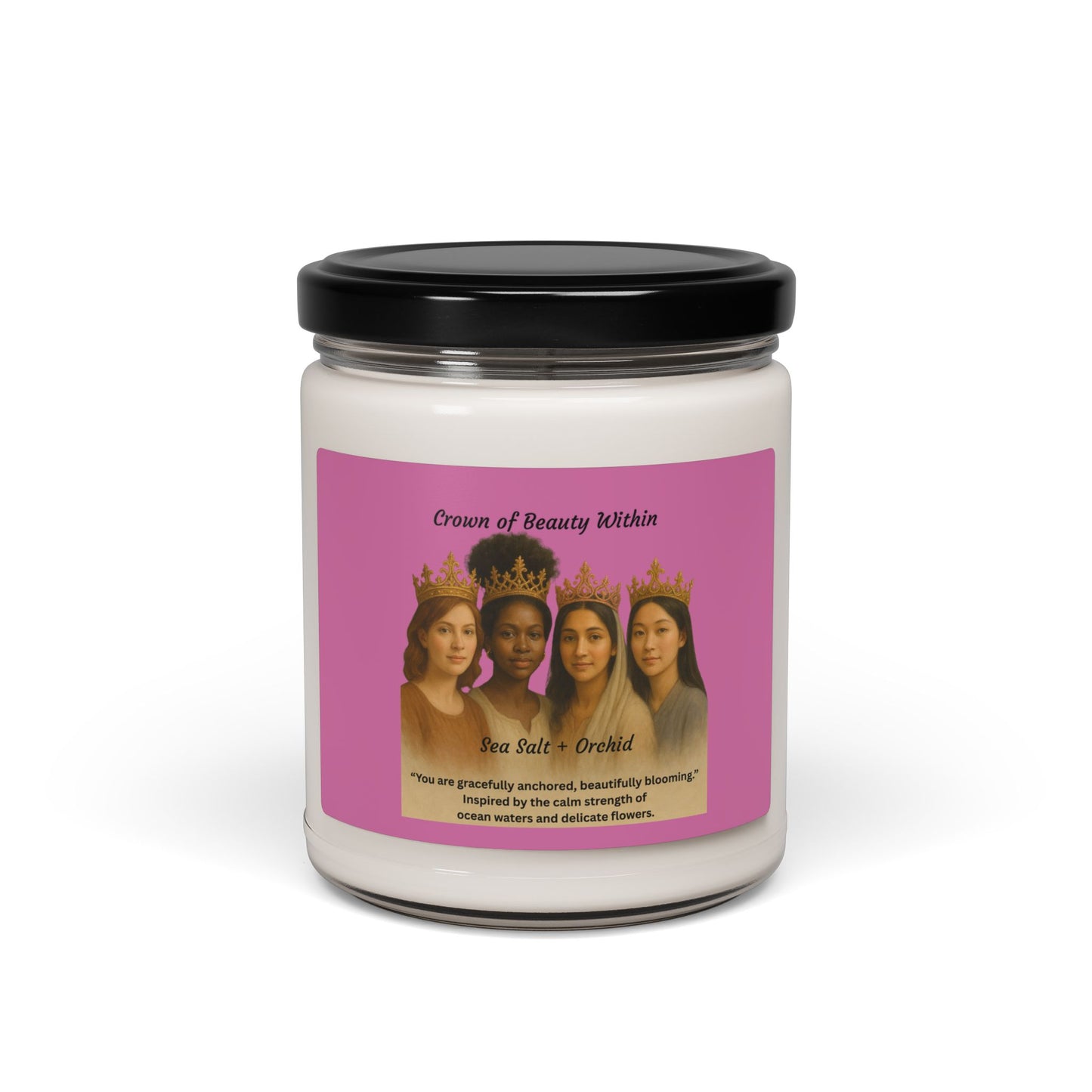 Crowned Light Candle | Sea Salt + Orchid | 100% Natural Soy Wax Blend Candle 9oz