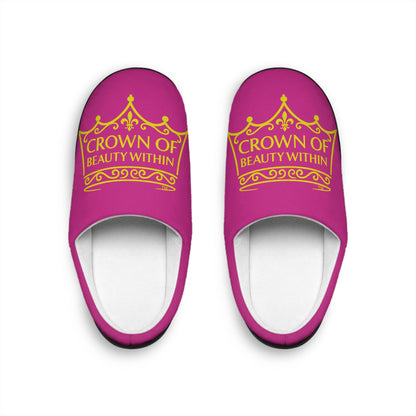 Crown of Beauty Within™ Comfort Slippers – Pink & Gold Edition