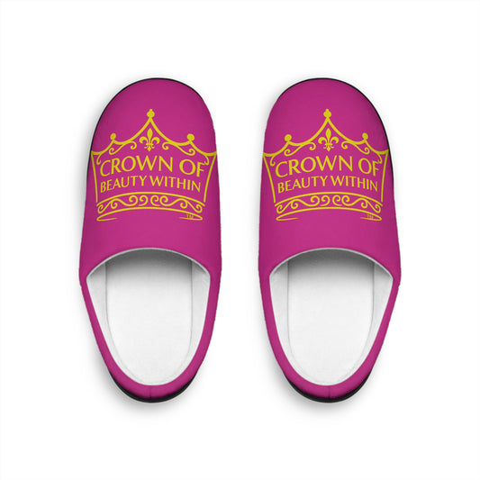 Crown of Beauty Within™ Comfort Slippers – Pink & Gold Edition