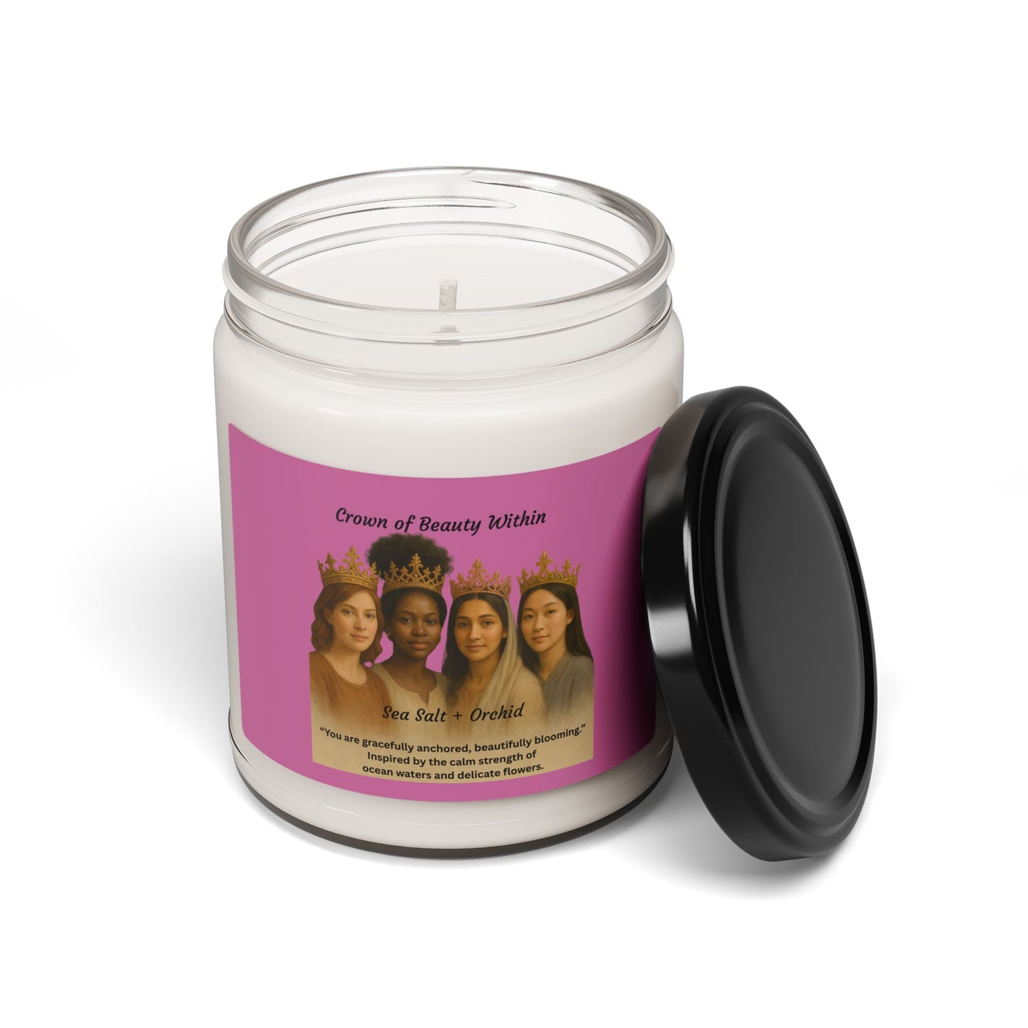 Crowned Light Candle | Sea Salt + Orchid | 100% Natural Soy Wax Blend Candle 9oz
