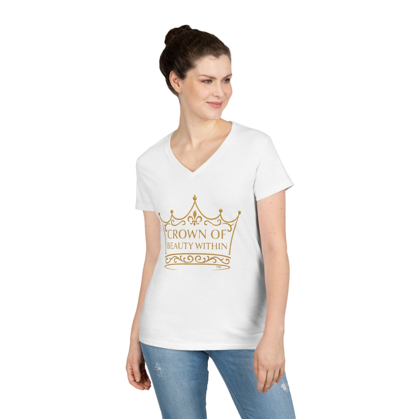 Signature Crown of Beauty Within™ | V-Neck T-Shirt | Empowerment Tee | Self-Love Shirt