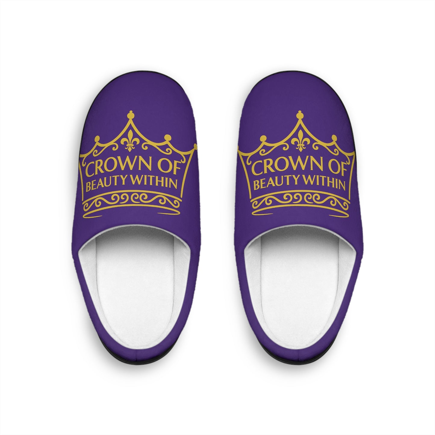 Crown of Beauty Within™ Comfort Slippers – Purple & Gold Edition