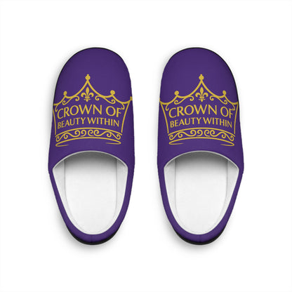 Crown of Beauty Within™ Comfort Slippers – Purple & Gold Edition