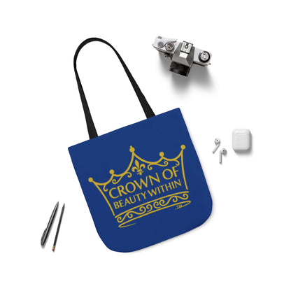 Signature Crown Canvas Dark Blue Tote Bag – “Ladies, Time to Wear Your Crown”