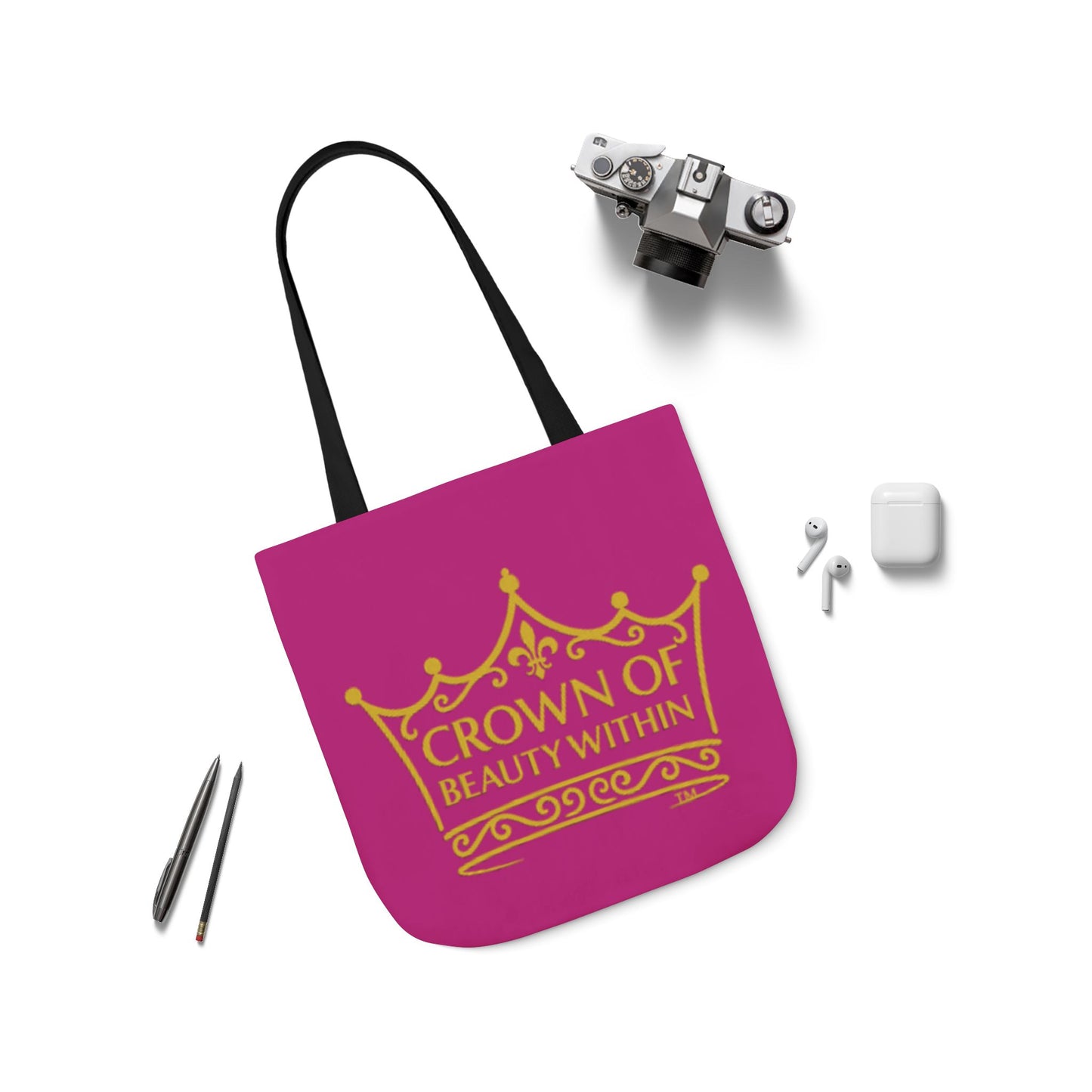 Signature Crown Canvas Pink Tote Bag – “Ladies, Time to Wear Your Crown”