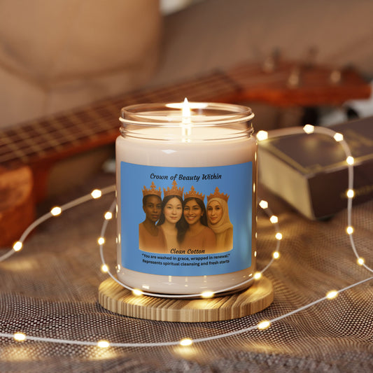 Crowned Light Candle | Clean Cotton | 100% Natural Soy Wax Blend Candle 9oz