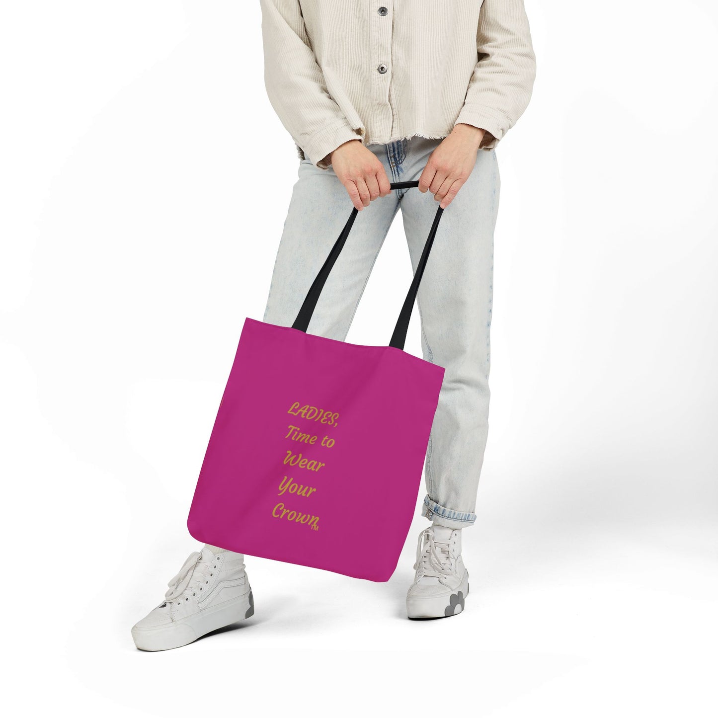 Signature Crown Canvas Pink Tote Bag – “Ladies, Time to Wear Your Crown”