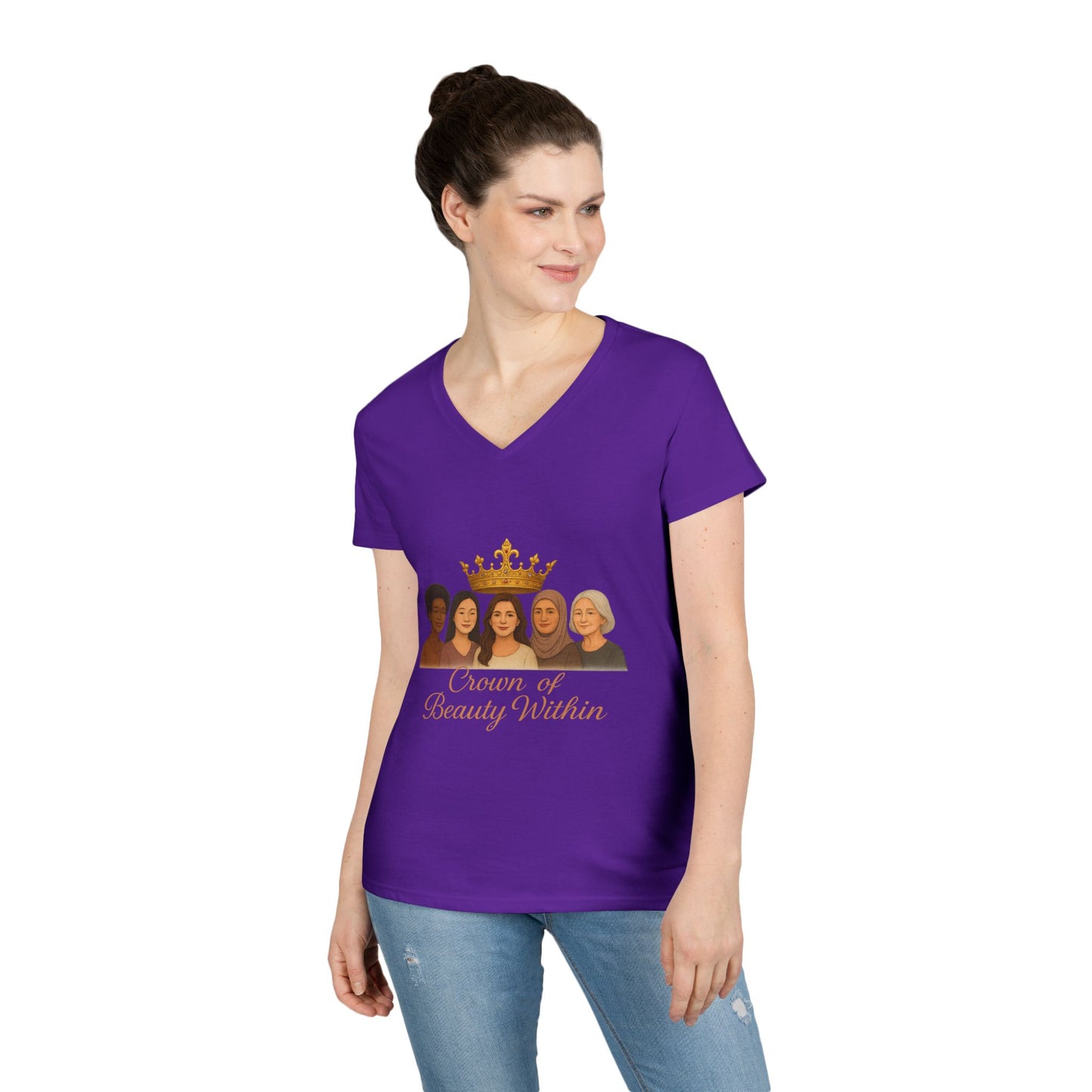Sisters of Strength | V-Neck T-Shirt for Empowerment & Self-Love