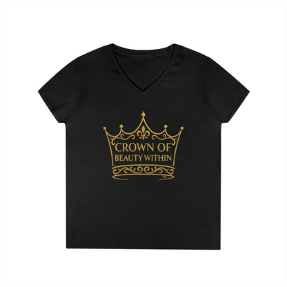 Signature Crown of Beauty Within™ | V-Neck T-Shirt | Empowerment Tee | Self-Love Shirt