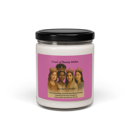 Crowned Light Candle | Sea Salt + Orchid | 100% Natural Soy Wax Blend Candle 9oz