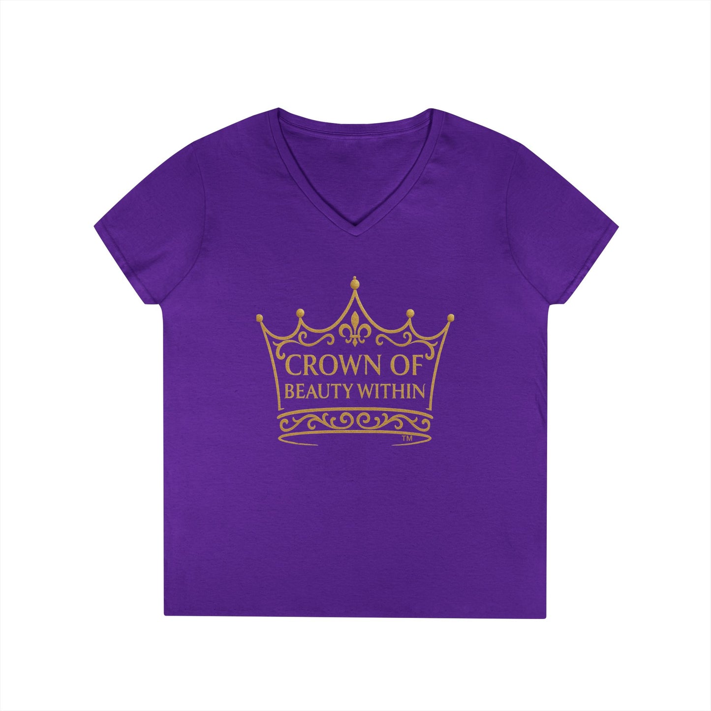 Signature Crown of Beauty Within™ | V-Neck T-Shirt | Empowerment Tee | Self-Love Shirt