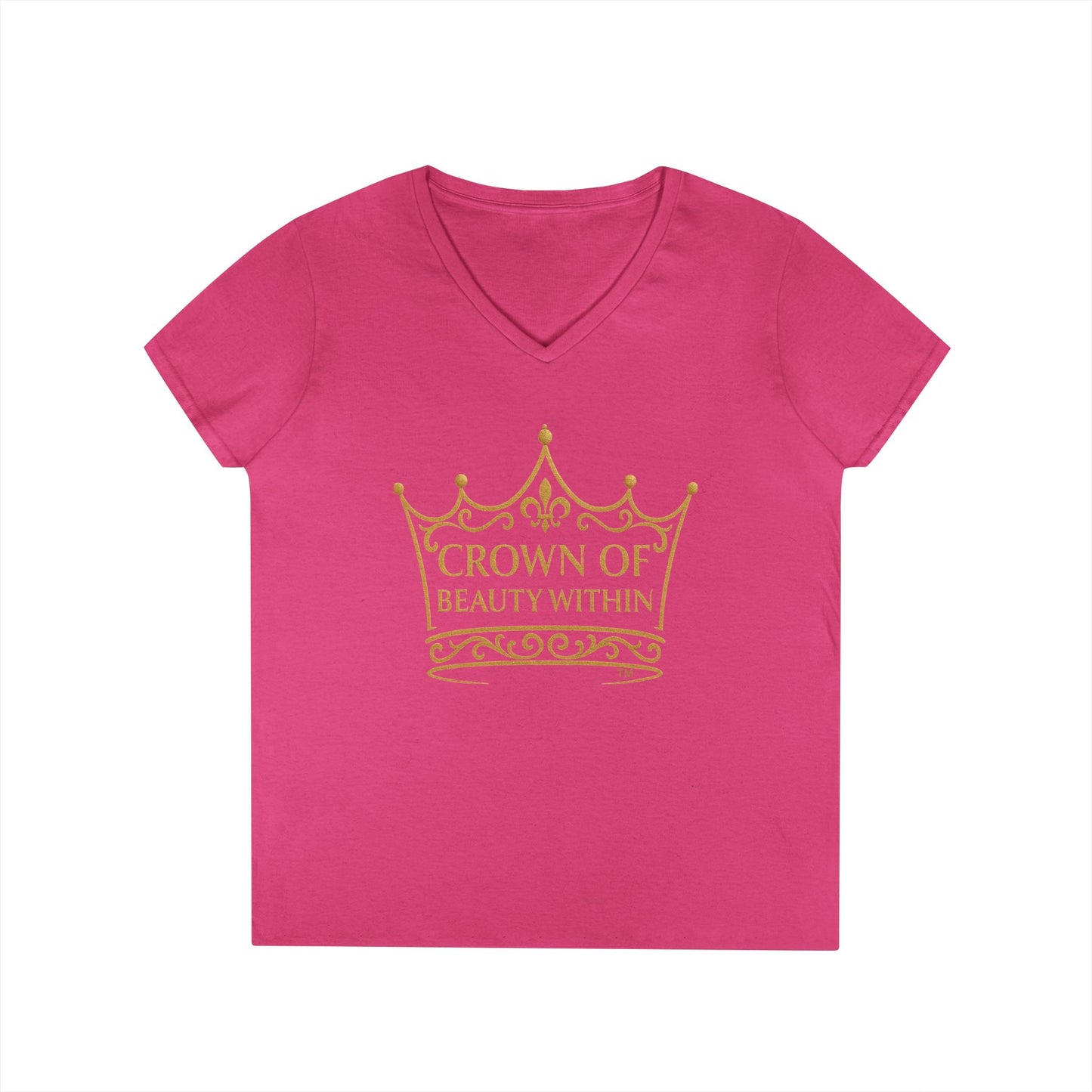 Signature Crown of Beauty Within™ | V-Neck T-Shirt | Empowerment Tee | Self-Love Shirt