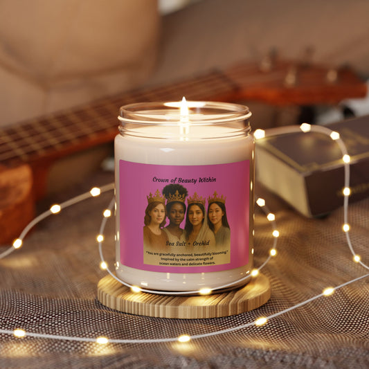 Crowned Light Candle | Sea Salt + Orchid | 100% Natural Soy Wax Blend Candle 9oz
