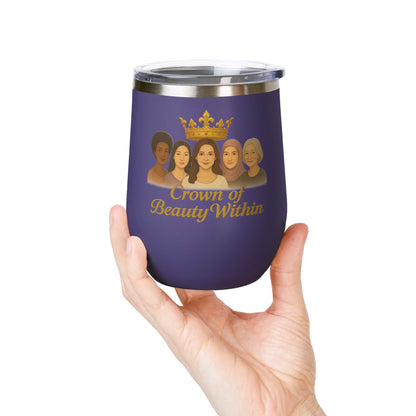 Sisters of Strength Empowering Wine Tumbler, 12oz | Crown of Beauty Within™ | Gifts for Her, Women's Inspirational