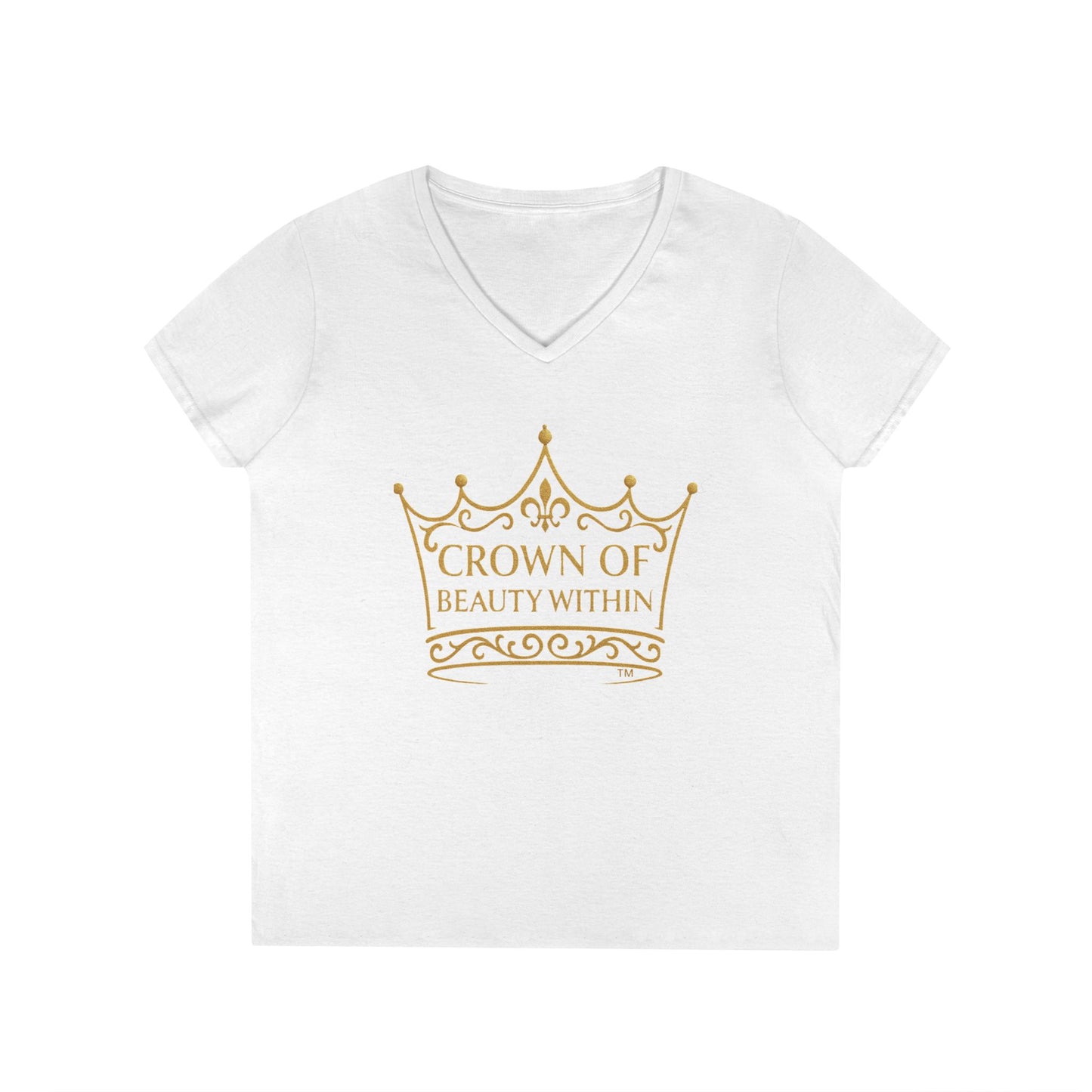 Signature Crown of Beauty Within™ | V-Neck T-Shirt | Empowerment Tee | Self-Love Shirt