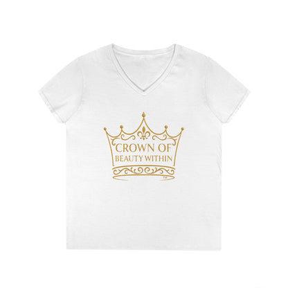 Signature Crown of Beauty Within™ | V-Neck T-Shirt | Empowerment Tee | Self-Love Shirt