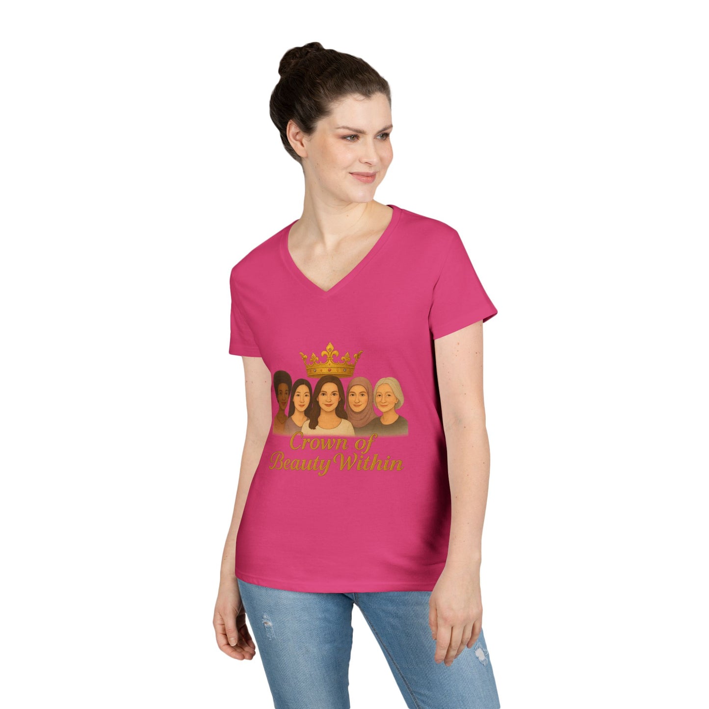 Sisters of Strength | V-Neck T-Shirt for Empowerment & Self-Love