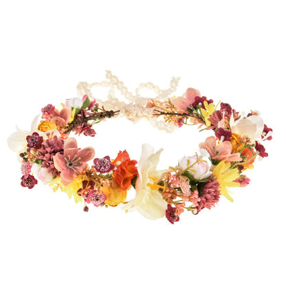 Vividsun Adjustable Flower Crown Floral Headpiece Floral Crown Wedding Festivals Photo Props (L/Pale pink peony)