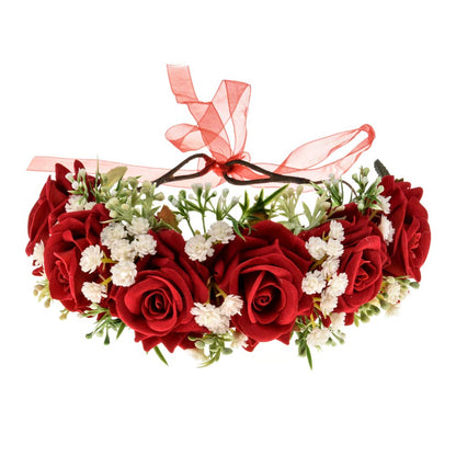 Vividsun Adjustable Flower Crown Floral Headpiece Floral Crown Wedding Festivals Photo Props (L/Pale pink peony)