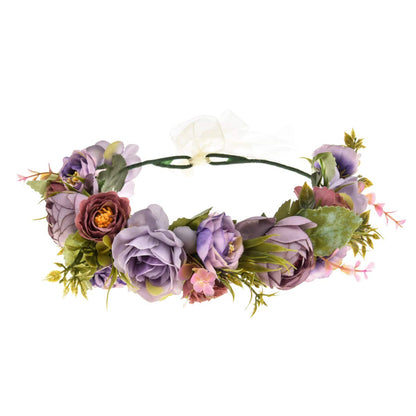 Vividsun Adjustable Flower Crown Floral Headpiece Floral Crown Wedding Festivals Photo Props (L/Pale pink peony)