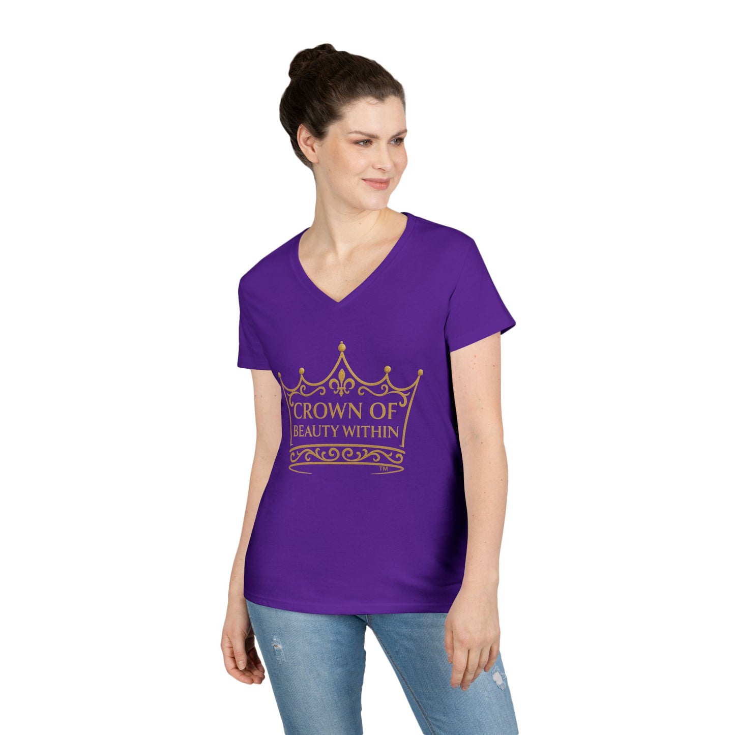 Signature Crown of Beauty Within™ | V-Neck T-Shirt | Empowerment Tee | Self-Love Shirt