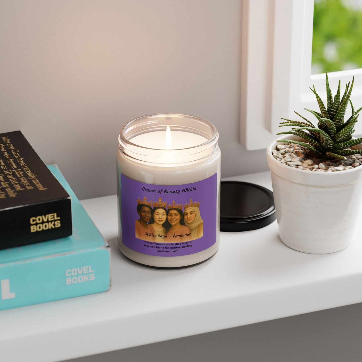 Crowned Light Candle | White Sage + Lavender | 100% Natural Soy Wax Blend Candle 9oz