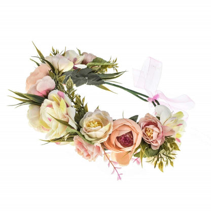 Vividsun Adjustable Flower Crown Floral Headpiece Floral Crown Wedding Festivals Photo Props (L/Pale pink peony)