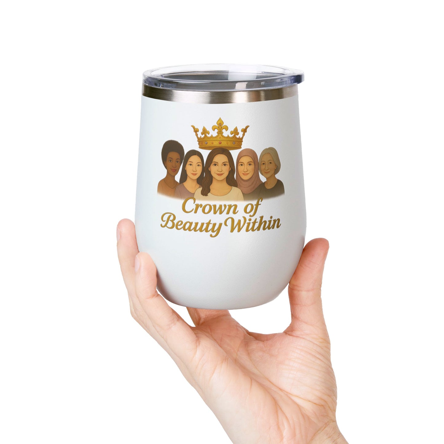 Sisters of Strength Empowering Wine Tumbler, 12oz | Crown of Beauty Within™ | Gifts for Her, Women's Inspirational