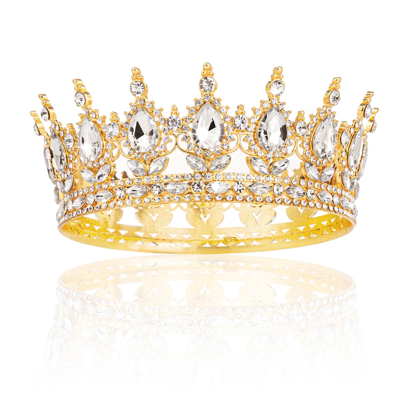 Gold Crown for Women Crystal Princess Tiaras Rhinestone Queen Headband Wedding Bridal Hair Accessories Birthday Prom Pageant Party Coming of Age Ceremony Photo Props