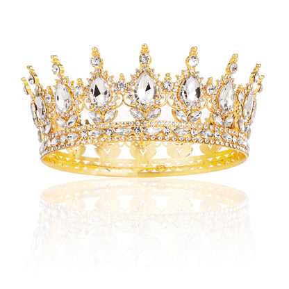 Gold Crown for Women Crystal Princess Tiaras Rhinestone Queen Headband Wedding Bridal Hair Accessories Birthday Prom Pageant Party Coming of Age Ceremony Photo Props