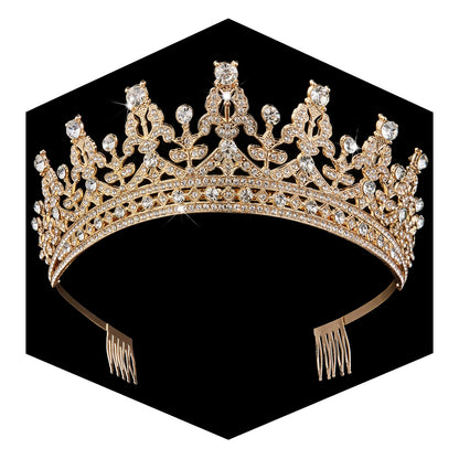 Gold Crown for Women Crystal Princess Tiaras Rhinestone Queen Headband Wedding Bridal Hair Accessories Birthday Prom Pageant Party Coming of Age Ceremony Photo Props