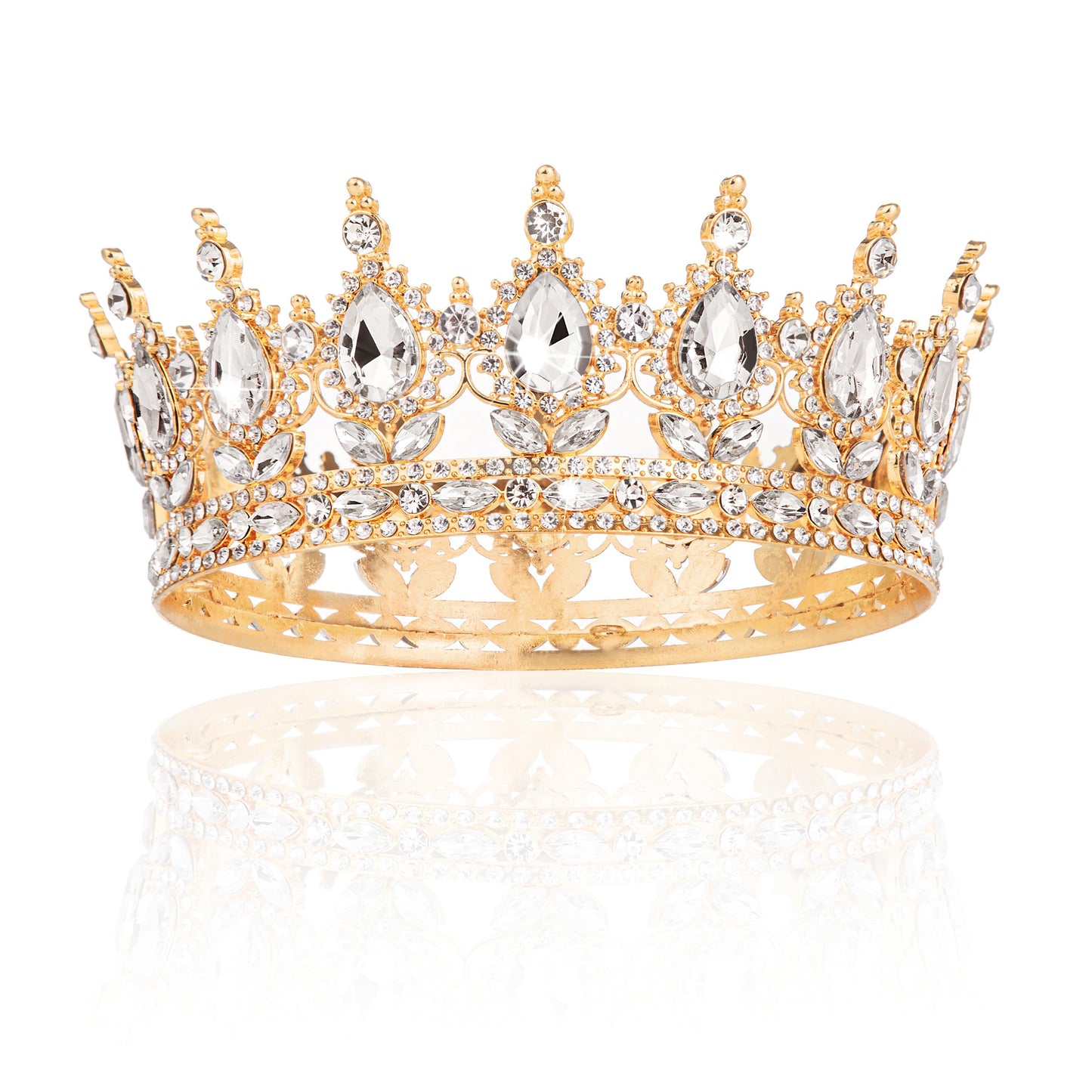 Gold Crown for Women Crystal Princess Tiaras Rhinestone Queen Headband Wedding Bridal Hair Accessories Birthday Prom Pageant Party Coming of Age Ceremony Photo Props
