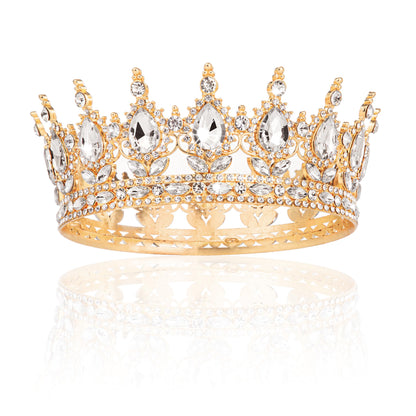 Gold Crown for Women Crystal Princess Tiaras Rhinestone Queen Headband Wedding Bridal Hair Accessories Birthday Prom Pageant Party Coming of Age Ceremony Photo Props
