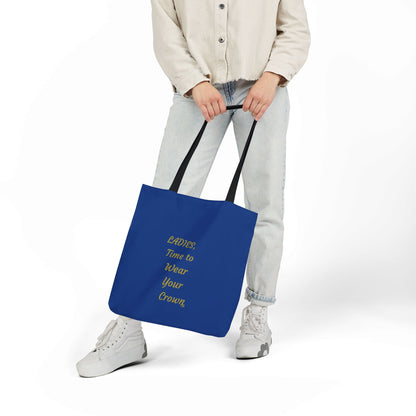 Signature Crown Canvas Dark Blue Tote Bag – “Ladies, Time to Wear Your Crown”